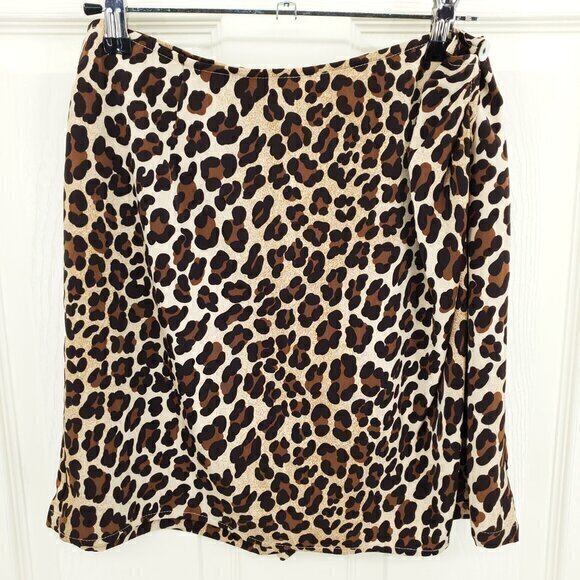 VTG Newport News Animal Print High Rise Skort M Tan/Black - Picture 1 of 15